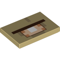 Lego Tile 2 x 3 with Pixelated Orange Eye Print / Tan