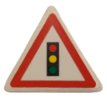 Lego Road Sign 2 x 2 Triangle with Clip with Traffic Light Pattern (Sticker) - Set 8401