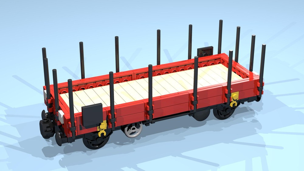 Lego 4-Wheel Stake Wagon (SNOT, red, 8 studs wide)