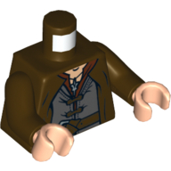 Lego Torso Coat with Evenstar Pendant, Double Button Shirt and Belt Print (Aragorn), Dark Brown Arms, Light Nougat Hands / Dark Brown