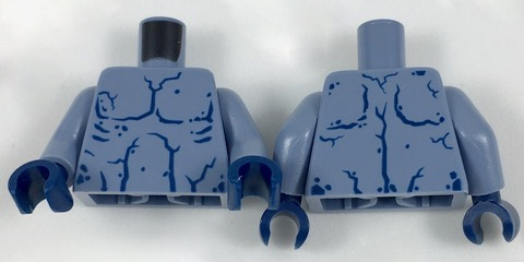 Lego Torso Alien with Muscles Outline and Cracks Pattern / Sand Blue Arms / Dark Blue Hands
