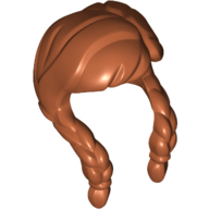 Lego Hair Left Parted with 2 Long Braids Over Shoulders / Dark Orange