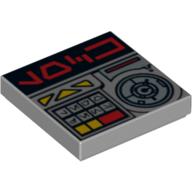 Lego Tile 2 x 2 with Alien Characters and Key Controls Print / Light Bluish Gray