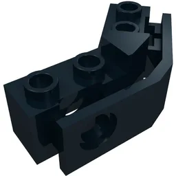Technic Brick 1 x 2 - 1 x 2 Angled with Bumper Holder [Closed Front] / Black