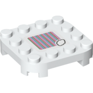 Lego Plate Round Corners 4 x 4 x 2/3 Circle with Reduced Knobs and Cloud and Barcode Print (Sticker)