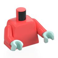 Lego Torso, Coral Arms, Light Aqua Hands / Coral