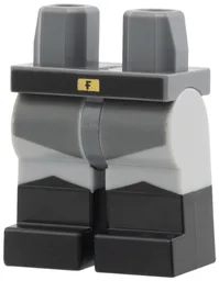 Hips and Light Bluish Gray Legs with Molded Black Lower Legs / Boots and Printed Black Belt, Gold Buckle, Dark Bluish Gray Leotard Pattern