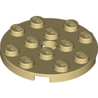 Plate Round 4 x 4 with Pin Hole / Tan