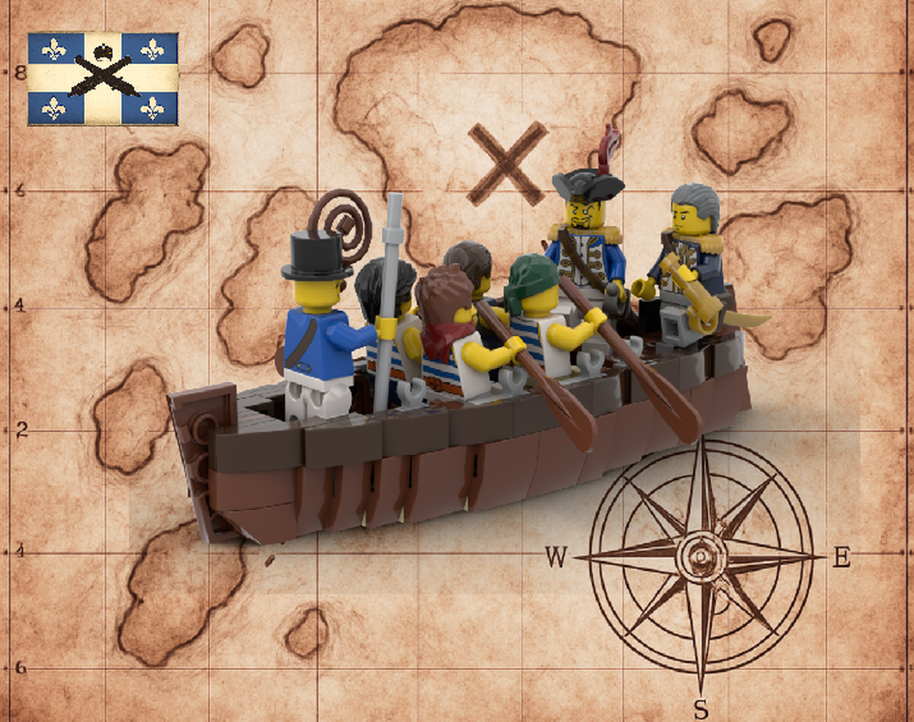 Lego 🚣 ADMIRAL'S LONGBOAT - 17th Century Naval Crew Boat | 6 Minifigs | Under $2!