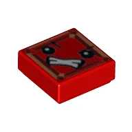 Tile 1 x 1 with Face with Angry Eyes and Bared Teeth (Kryptomite) Print / Red