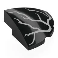 Brick Round Corner, Curved 3 x 3 x 1 Quarter Circle with Silver Lightning Print