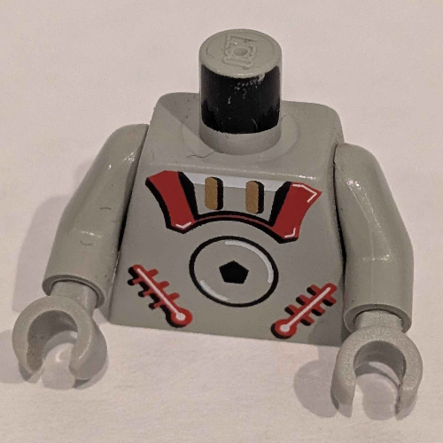 Lego Torso Astrobot Print, Light Gray Arms and Hands / Light Gray