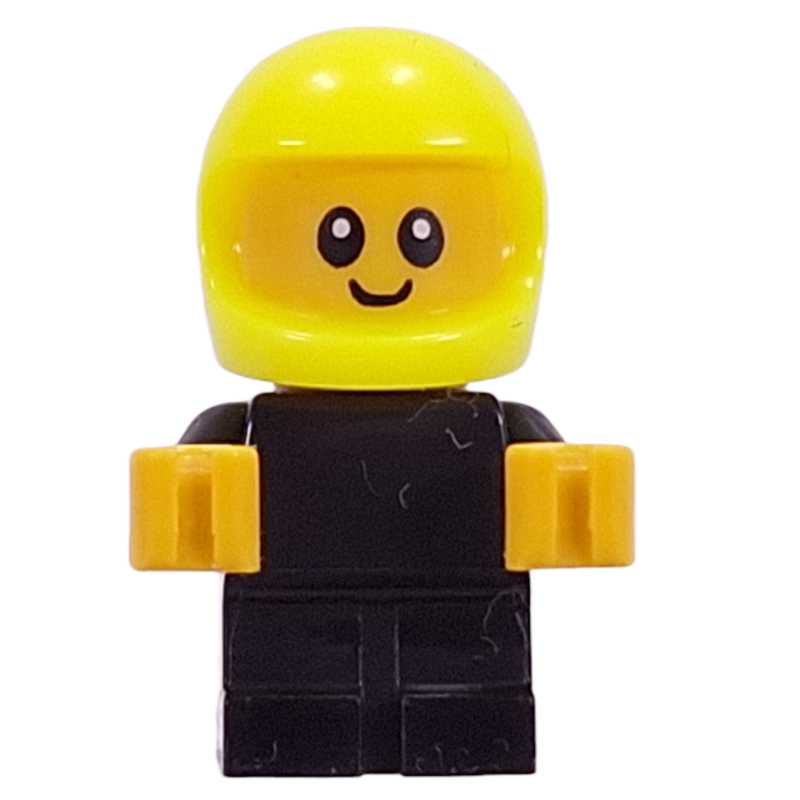 Lego Baby, Racer, Black Body, Vibrant Yellow Helmet