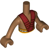 Minidoll Torso Boy with Bright Light Orange Waist, Red Straps Print, Medium Nougat Arms and Hands / Medium Nougat