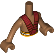 Lego Minidoll Torso Boy with Bright Light Orange Waist, Red Straps Print / Medium Nougat