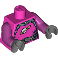 Lego Torso Spacesuit with Belts and Classic Space Logo Print, Magenta Arms, Dark Bluish Gray Hands / Dark Pink