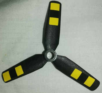 Lego Propeller 3 Blade 9 Diameter with Center Recessed with Yellow Stripes Pattern (Stickers) - Set 60103