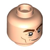 Lego Minifig Head Gimli, Thick Reddish Brown eyebrows, Angry, Wrinkles print / Light Nougat