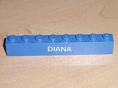 Brick 1 x 8 with White 'DIANA' Pattern (Sticker) - Set 6541