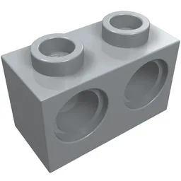 Technic Brick 1 x 2 [2 Pin Holes] / Light Bluish Gray