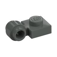 Lego Plate Special 1 x 1 with Clip Light, Bar Hole [Thick Ring] / Dark Gray