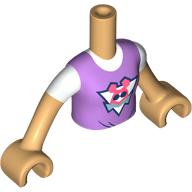 Lego Minidoll Torso Girl with Lavender Shirt, Coral Bunny on White Triangle print, Warm Tan Arms and Hands / Warm Tan
