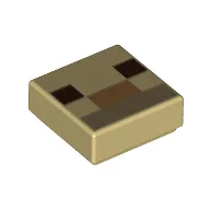 Tile 1 x 1 with Pixelated Dark Brown/Dark Tan/Medium Nougat Face Print / Tan