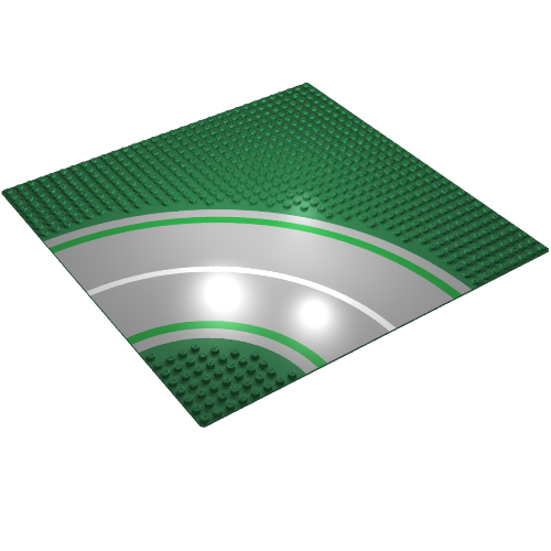 Lego Baseplate 32 x 32 with 8-Stud Curve with Road Print / Green