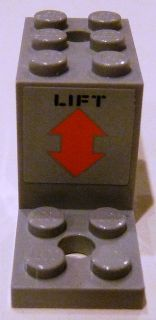 Lego Bracket 5 x 2 x 2 1/3 with 2 Holes with 'LIFT' and Orange Double Arrow Pattern (Sticker) - Set 4210