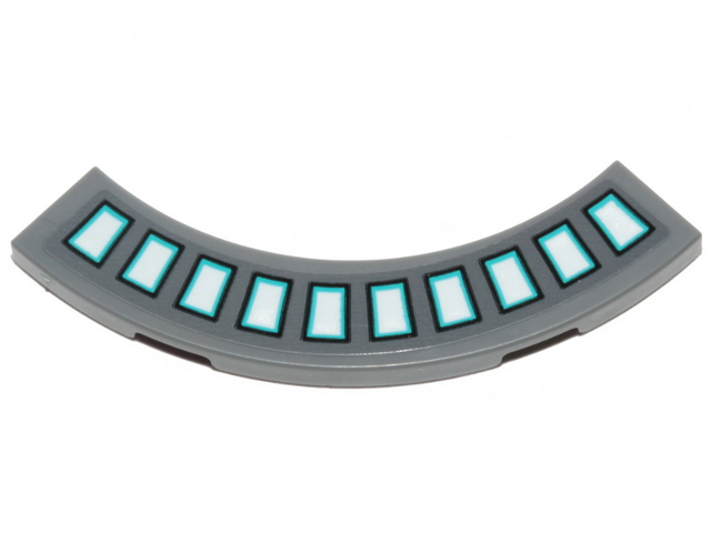 Lego Tile, Round Corner 4 x 4 Macaroni with Blue and White Rectangles (SW Lights) Pattern (Sticker) - Set 75319