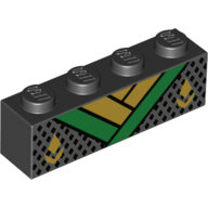 Lego Brick 1 x 4 with Ninja Robe Neck Print (Lloyd) / Black