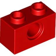 Technic Brick 1 x 2 [1 Pin Hole] / Red