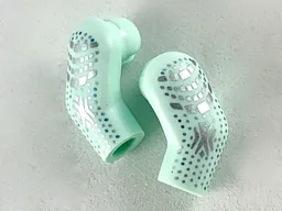 Arm, (Matching Left and Right) Pair with Silver and Metallic Light Blue Spots Pattern / Light Aqua