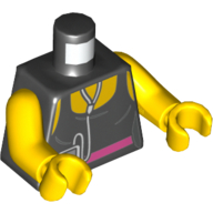 Lego Torso Tank Top with Pink Belt and Music Player Print, Yellow Arms and Hands / Black