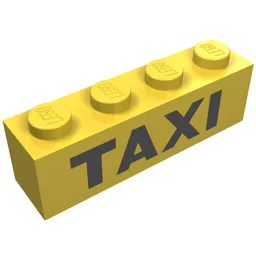 Brick 1 x 4 with Black 'TAXI' Print