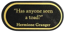Tile, Round 2 x 4 Oval with Gold '"Has anyone seen a toad?"', 'Hermione Granger', and Border Pattern (Sticker) - Set 76405