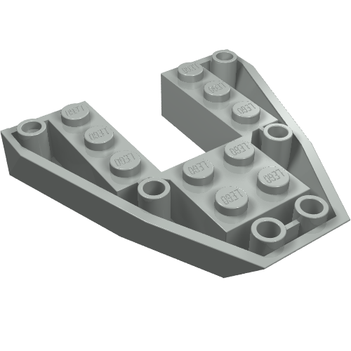 Lego Brick Wedged, Sloped Inverted 6 x 6 x 1 Boat Bow / Light Gray