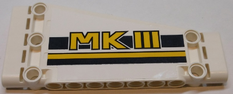 Lego Technic, Panel Plate 5 x 11 x 1 Tapered with 'MKIII' and Dark Blue and Yellow Stripes Pattern Model Left Side (Sticker) - Set 42055