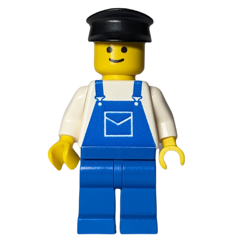 Lego Man, Blue Overalls, Black Hat