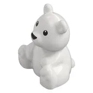 Duplo Animal Bear, Sitting, Black Eyes and Nose Print / White