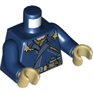 Lego Torso Jacket with Fur Collar, Utility Belt Print, Dark Blue Arms, Tan Hands / Dark Blue
