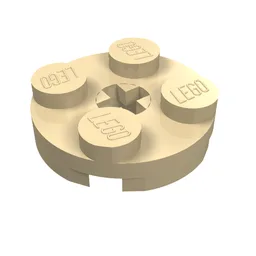 Plate Round 2 x 2 with Axle Hole Type 1 (+ Opening) / Tan