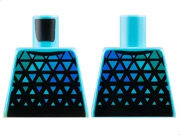 Torso Shirt with Blue, Dark Turquoise, and Medium Blue Triangles on Black Background Pattern / Medium Azure