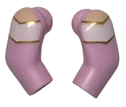 Arm, (Matching Left and Right) Pair with Light Nougat Shoulders and White Straps with Gold Outline Pattern / Bright Pink