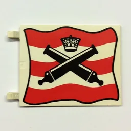 Flag 6 x 4 with Clips with Crossed Cannons over Red Stripes Print / White