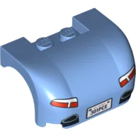 Vehicle Body, Wheel Arch / Mudguard 3 x 4 x 1 2/3 Curved with Back with Tail Lights, Exhaust and '301PCE' License Plate Print / Medium Blue