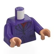 Torso, Jacket with Dark Blue Stripes, Dark Red Scarf Print, Dark Purple Arms, Nougat Hands / Dark Purple