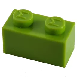 Modulex Brick 1 x 2 with M on Stud / Modulex Pastel Green