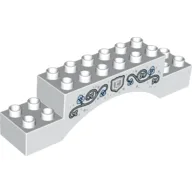 Duplo Brick 2 x 10 x 2 Arch with Ornaments and Shield Print / White