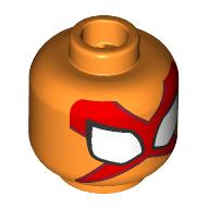 Lego Minifig Head Charlotte Webber, Red X-Shaped Mask, White Eyes / Orange